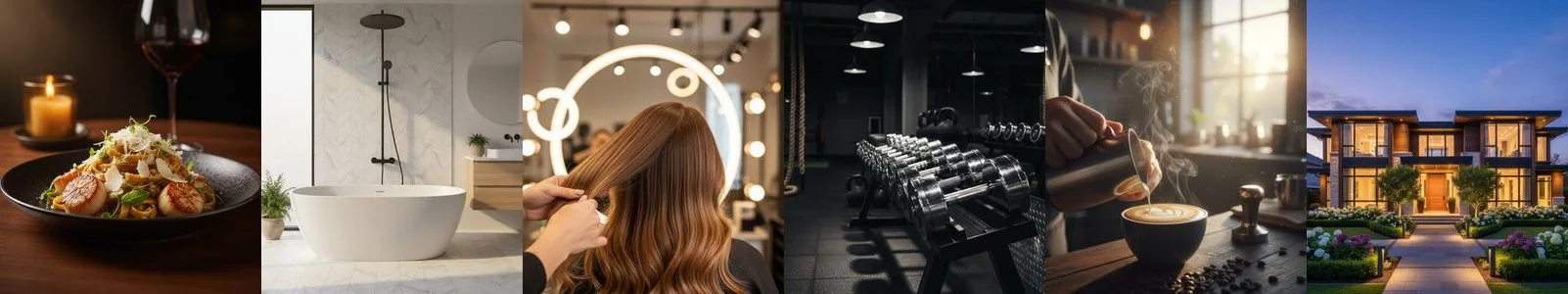 Batch grid of AI generated branded social media images for multiple businesses